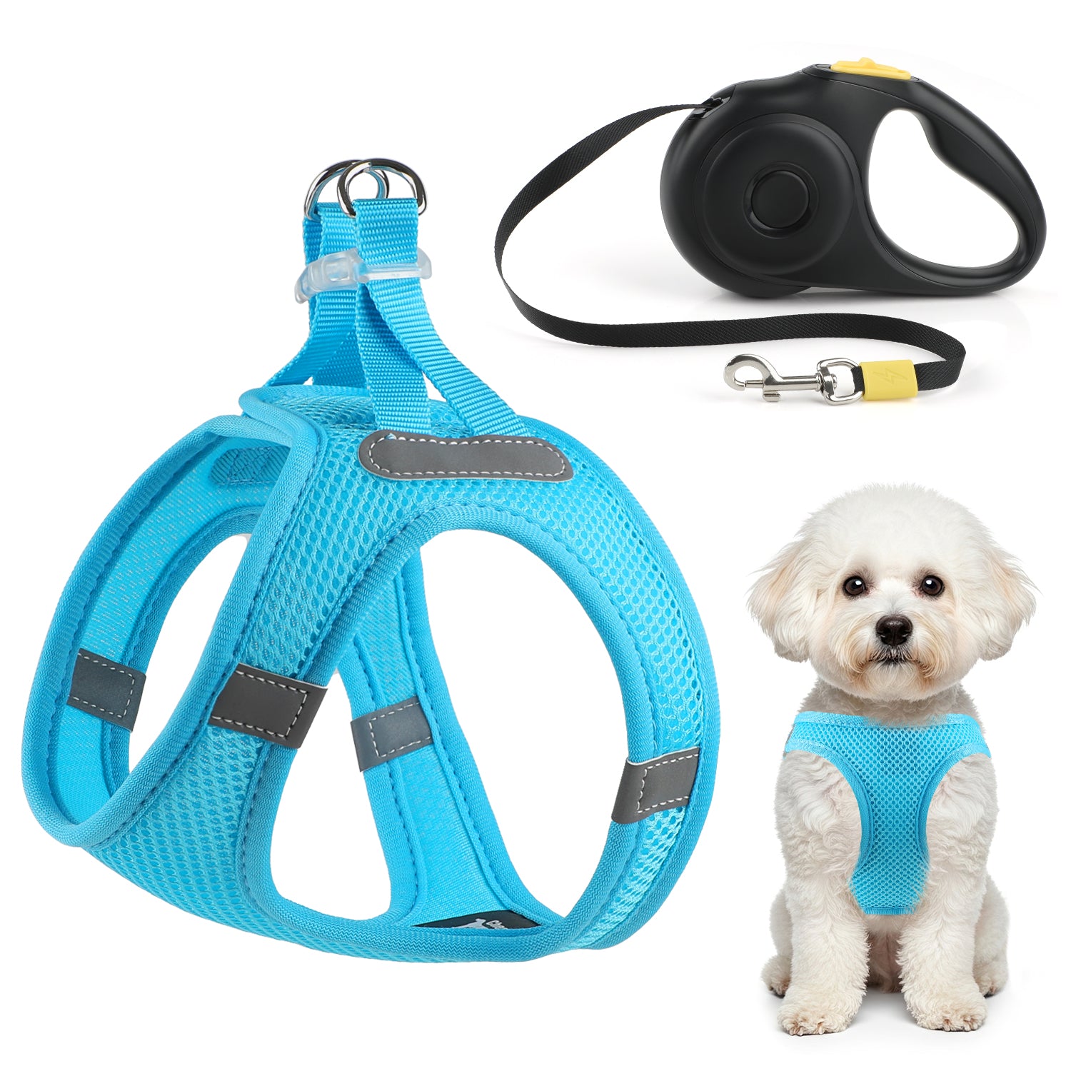 Charkool Puppy Harness, Dog Harness with Retractable Dog Leash, All Weather Mesh, Reflective, Breathable