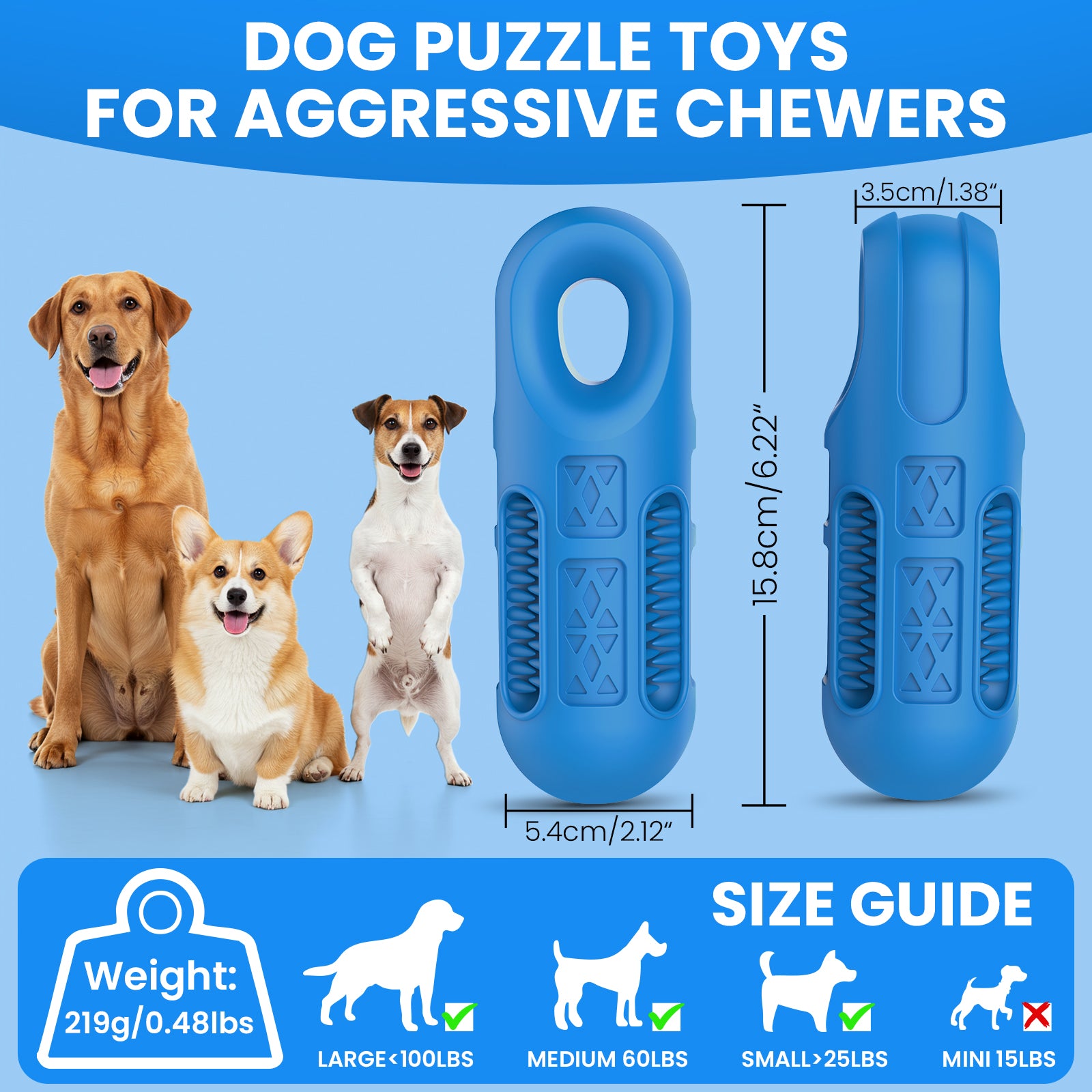 Charkool Dog Toys for Aggressive Chewers,Interactive Natural Rubber Chew Toy for Large Medium Breed